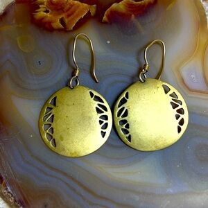 Brass Vintage 80’s Modernist Signed Earrings